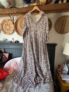 Roolee by Rylee + Cru Boho Floral Maxi Shirt Dress Cottage, Large